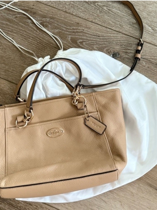 Coach Handbags - Coach Pebbled Leather Satchel in Tan